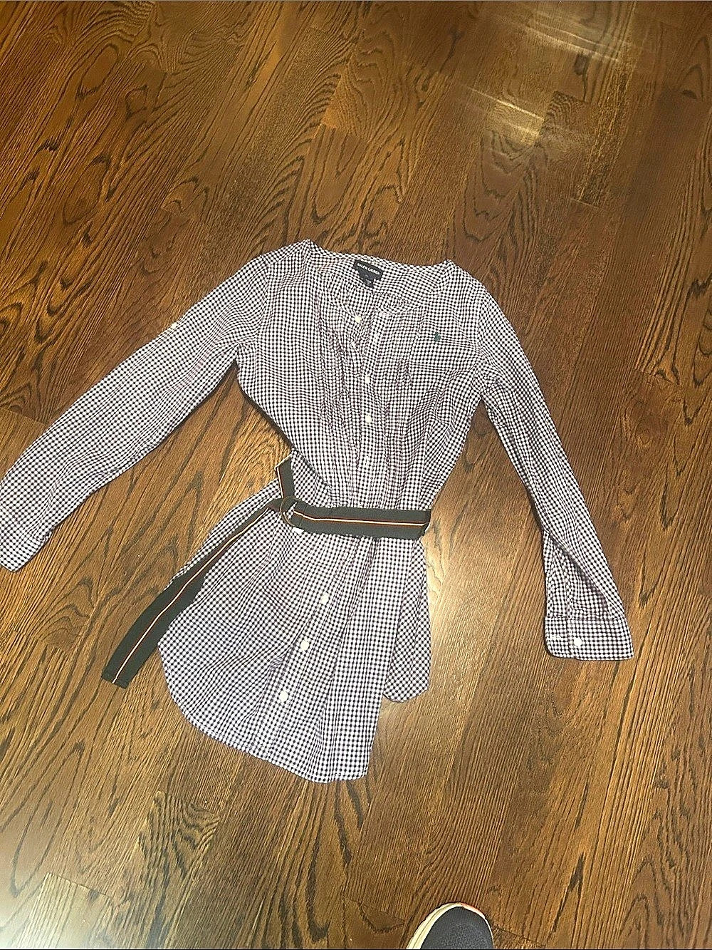 Ralph Lauren Gingham Belted Mini Dress Purple & White Girl Size 12 Like New
